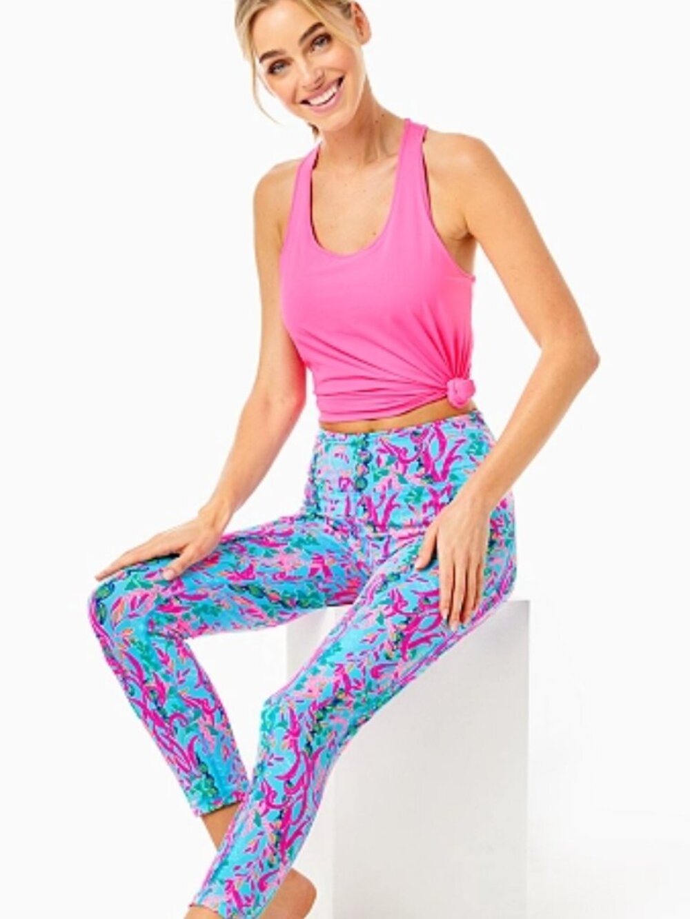 Lilly Pulitzer Weekender High Rise Leggings Seaweed Samba Size LARGE